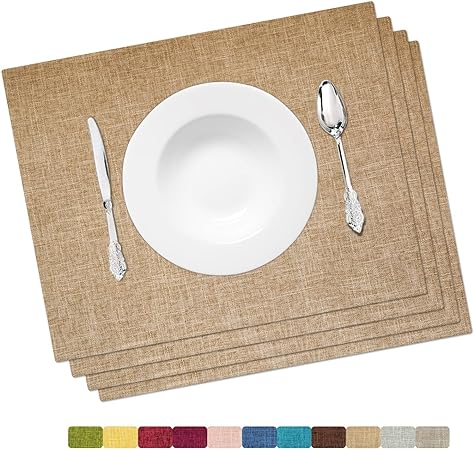 Placemat Set-Washable Elegant Table Mats for Dining Heat-Resistant Cloth Table. 13x19 - Pink