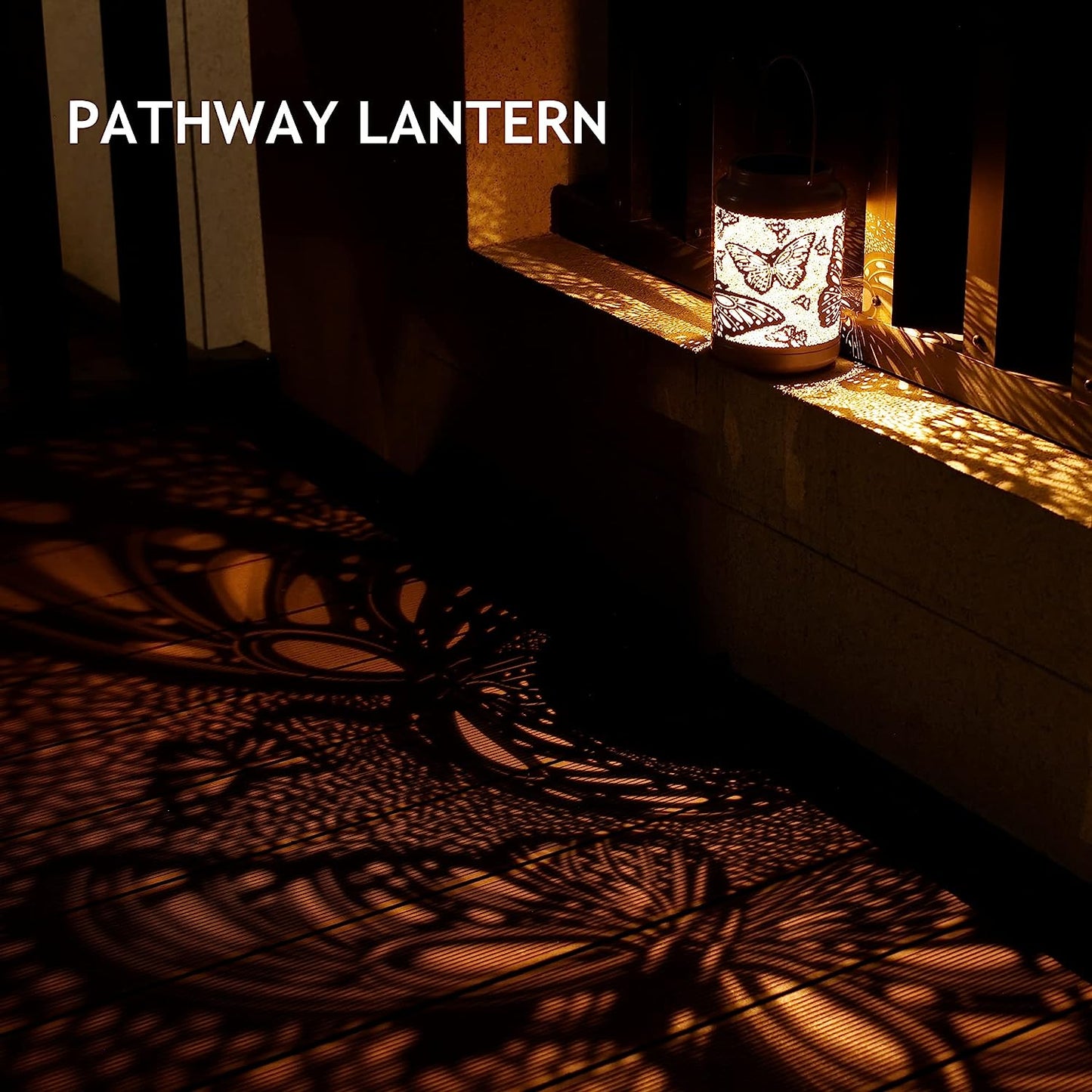 Solar Lantern Outdoor Waterproof, Hanging, Powered Lights, Backyard Porch Patio Balcony Teepee Lawn Pathway Tree-Flower