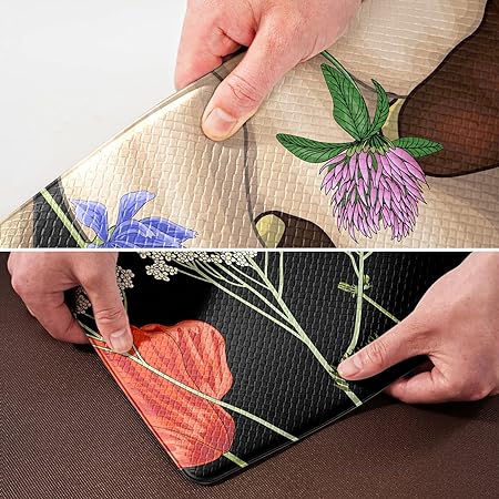 Set of 2 Anti Fatigue Mushroom Non-Skid Washable Kitchen Runner Rug, 17.5"x29.5"+17.5"x47"