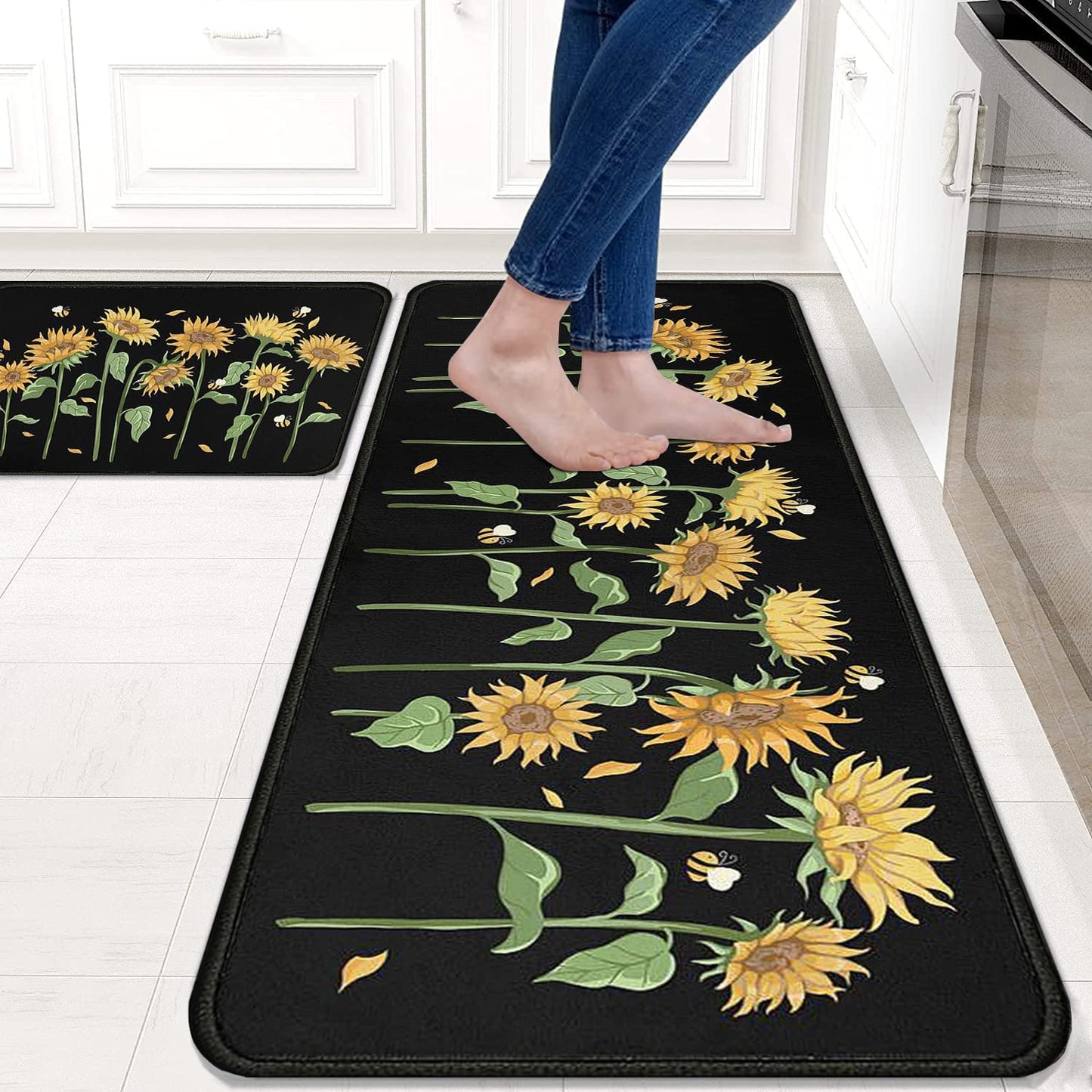 Sets of 2, Decoration Rubber Backing Non-Slip Absorbent, Waterproof Mats - 17x30+17x48inch