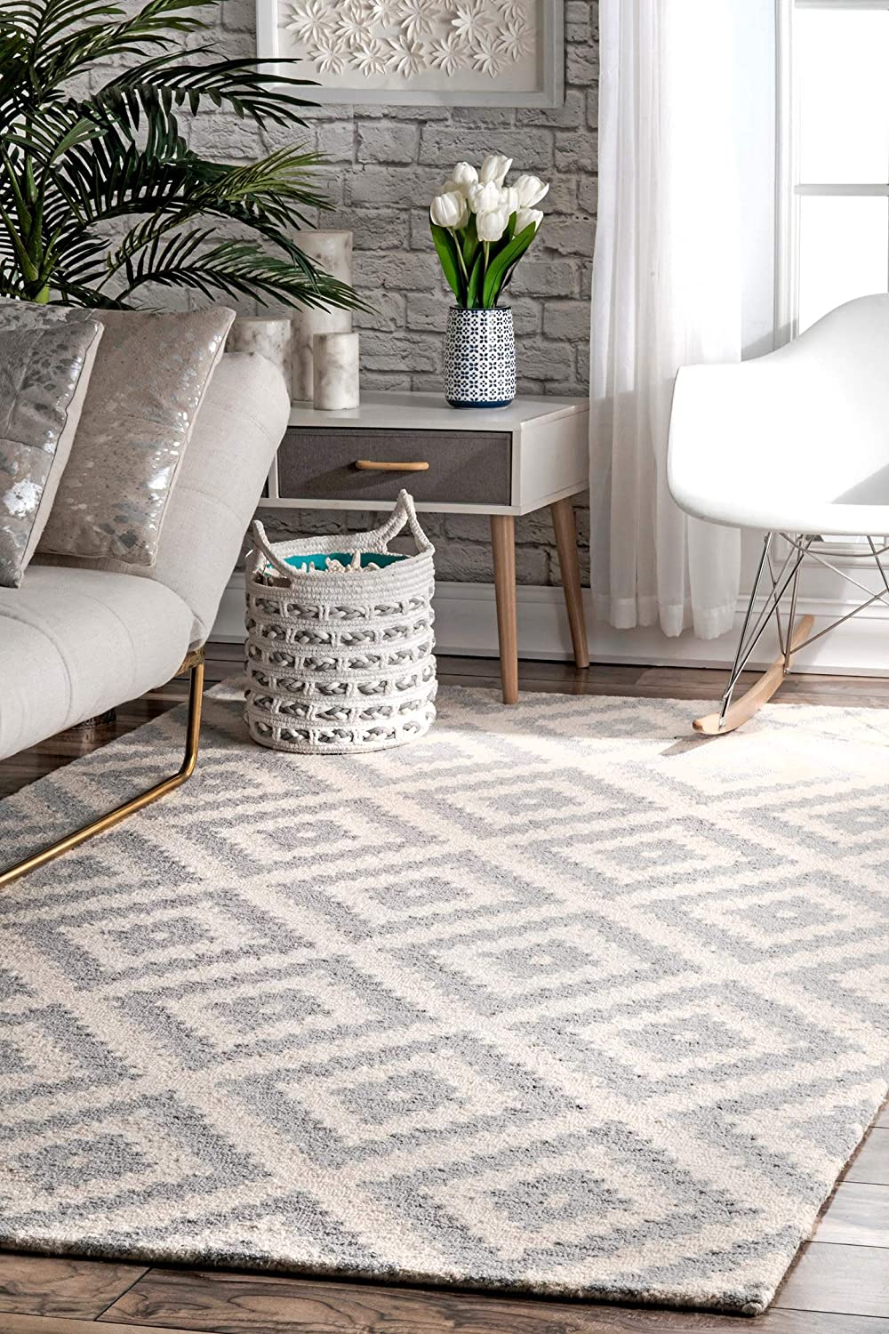 Kellee Light Grey Contemporary Wool Area Rug