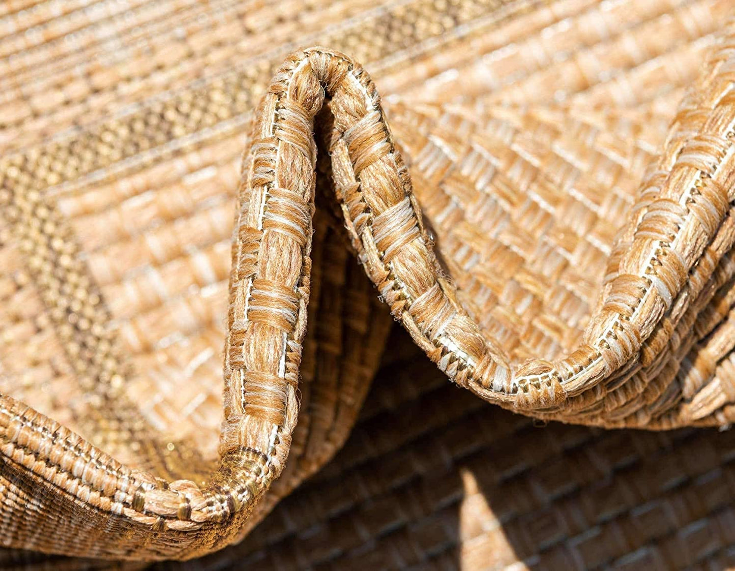 Solid Casual Transitional Indoor and Outdoor Flat weave Light Brown Area Rug