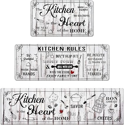 Anti Fatigue Cushioned Washable Kitchen Rug 2 Piece, 17 x 47 and 17 x 30 Inches