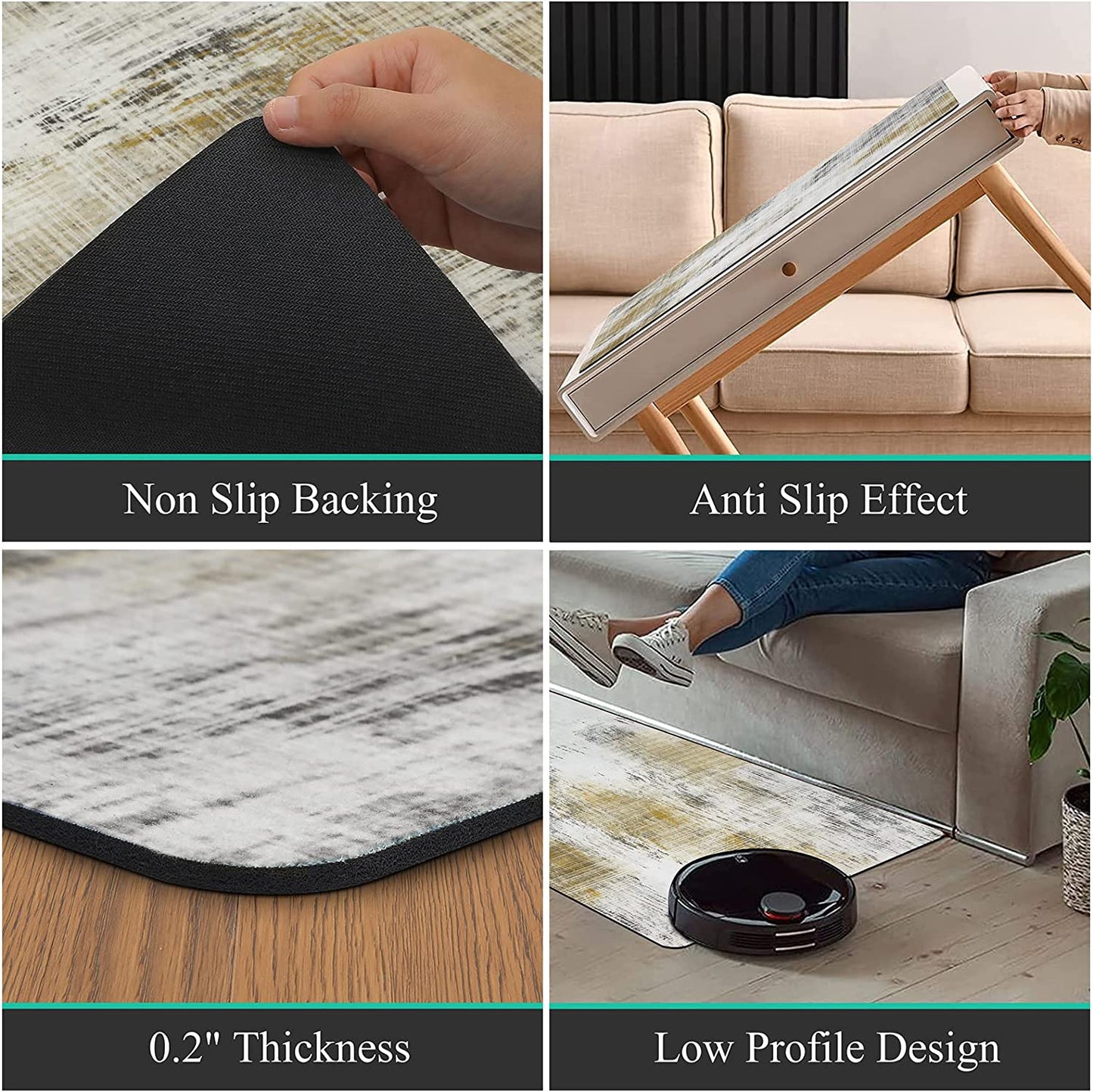 Sets 3 Farmhouse Non Skid Washable Cushioned Area Waterproof Rug