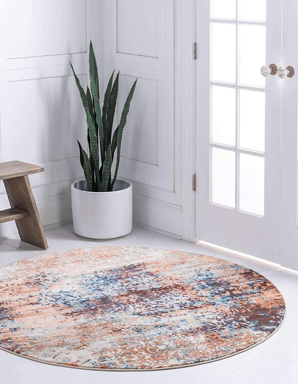 Mystic Collection Abstract Rustic Vintage Brick Red Runner Rug