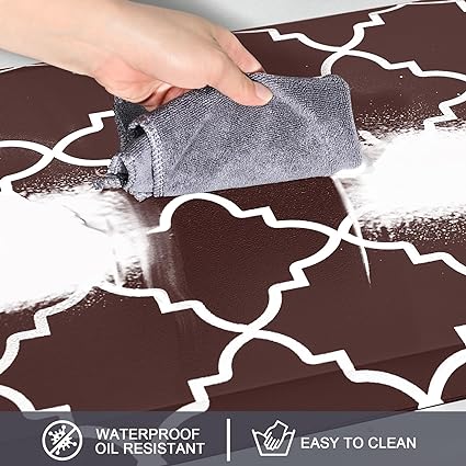 Cushioned Anti Fatigue 2 PCS,1/2 Inch Thick Waterproof Kitchen Rugs Non Skid,PVC Standing Desk Comfort Mat for Kitchen Floor Sink Office Laundry,(17.3"x29"+17.3"x47",Black)
