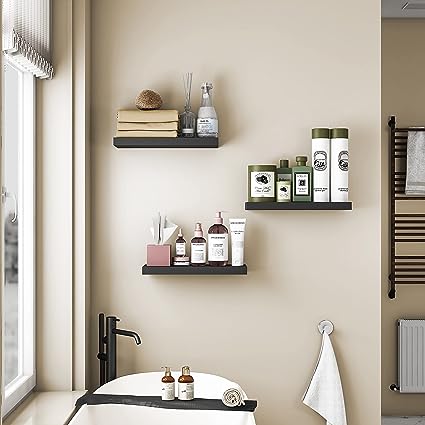 Floating Shelves Invisible Wall Mounted Set of 2,  Retro Hanging Wall Decor Shelf 16 x 9 for Living Room, Bedroom, Bathroom, Kitchen (Black)