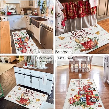 Non Slip Kitchen Rug Anti Fatigue Mats for Kitchen Floor Waterproof Washable Rug Runner for Kitchen Laundry17x30+17x47inch