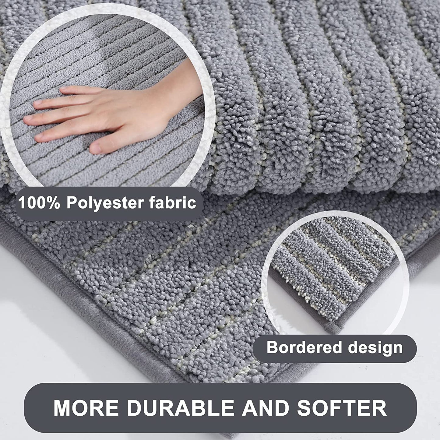 Non Skid Washable TPR Backing 100% Polyester Kitchen Mat Set of 2 Absorbent - 20x30inch/20x48inch