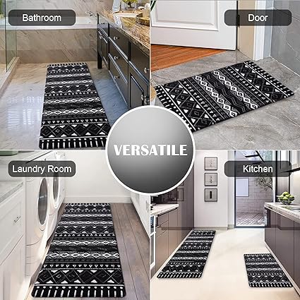 Sets of 2 Cushioned Anti-Fatigue Kitchen Rugs Non Slip Memory Foam Kitchen Mats and Rugs Waterproof Kitchen Floor Comfort Mats, 17'' x 47'' + 17'' x 30'', Brown