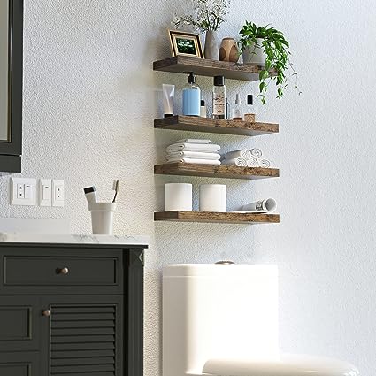 4 Sets White Floating Shelves for Wall