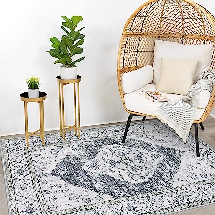 Non-Slip Distressed Vintage Persian Oriental, Small Accent Throw Low Pile Traditional Area Rug - 2' X 3'