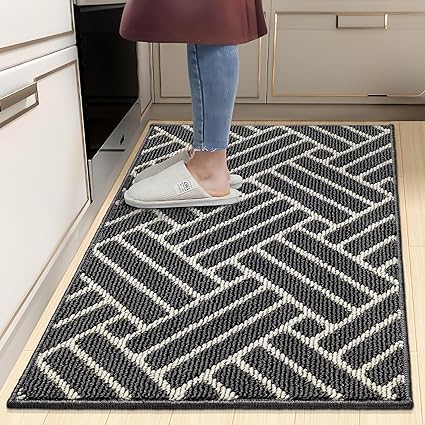 Non Slip Kitchen Runner Rug, Absorbent Resist Dirt Kitchen Floor Mat for Sink, Home, Door, Entrance, Outdoor, Machine Washable, 19.5"x31", Brown