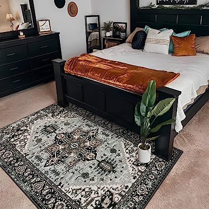 Non-Slip Distressed Vintage Persian Oriental, Small Accent Throw Low Pile Traditional Area Rug - 2' X 3'