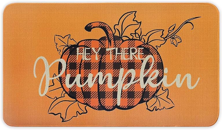 Non Skid Washable, Seasonal Fall Holiday Party Autumn Harvest Thanksgiving Kitchen Mat 17"x47"+17"x30"