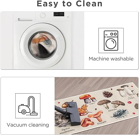 Sets of 2, Non Slip Washable Bohemian Rugs, Boho Kitchen Decor, 17"x30"+17"x47"