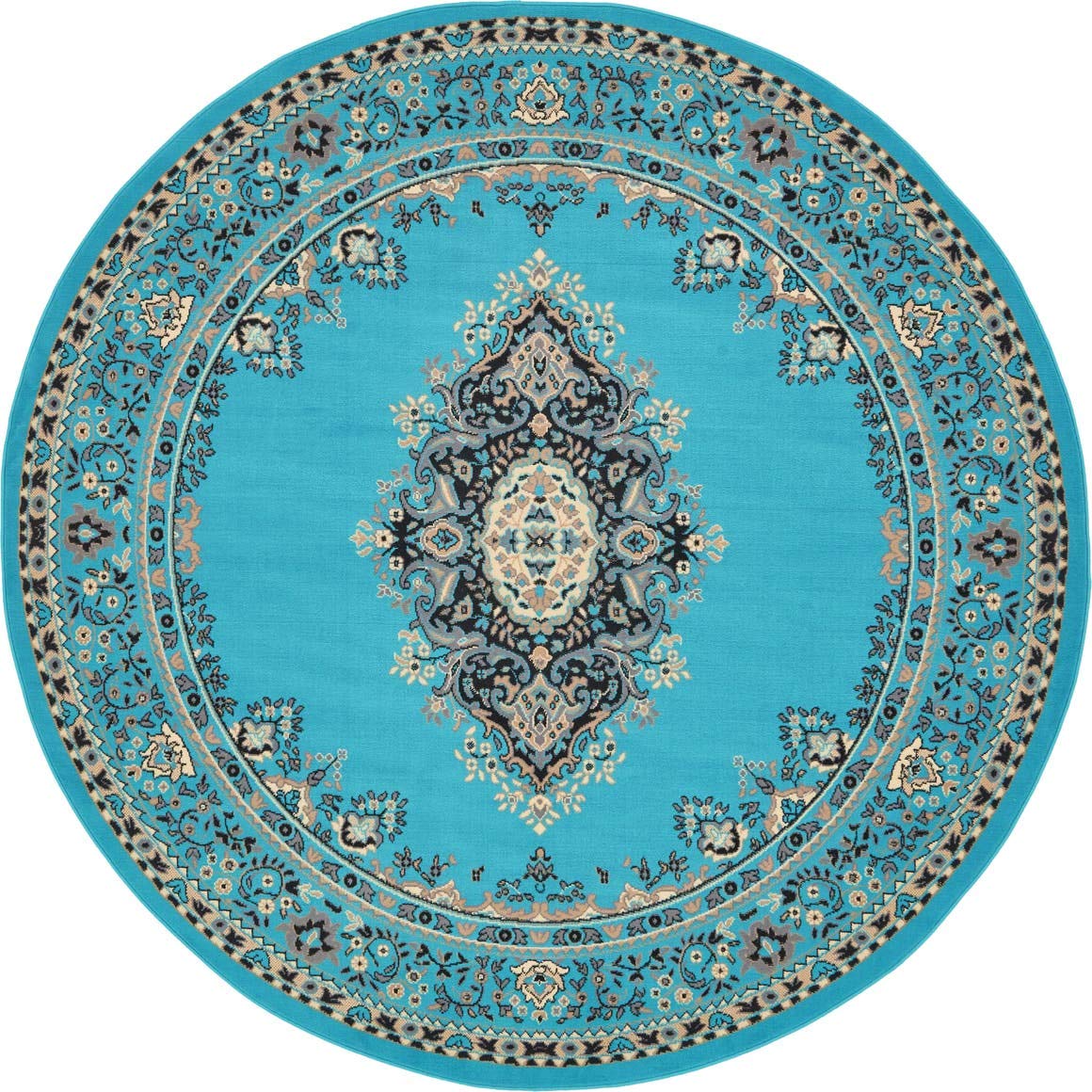 Traditional Turquoise Soft Area Rug