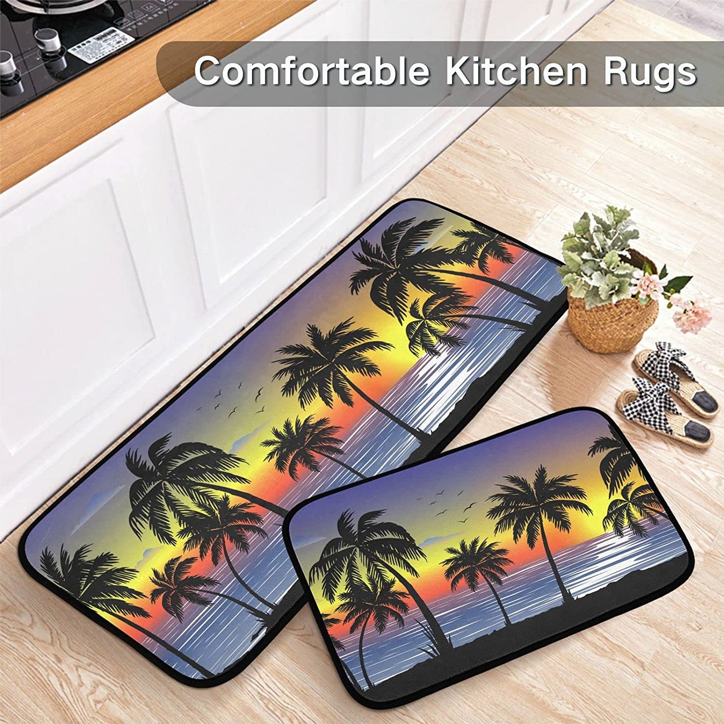 2 Pieces Honeycomb Beehive Wasp Bumblebee Anti Fatigue Kitchen Rug Set - 20"x28"+20"x47" 20"x28"+20"x47"