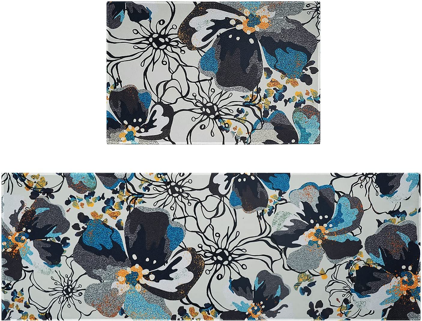 Anti Fatigue Non Slip Waterproof Washable Rug - 17x24+17x48inch Grey