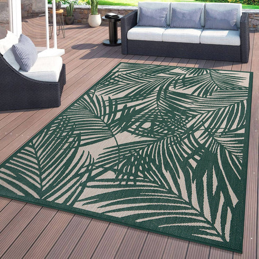 Contemporary Palm Leaf Flat Weave Rugs for Indoor/Outdoor