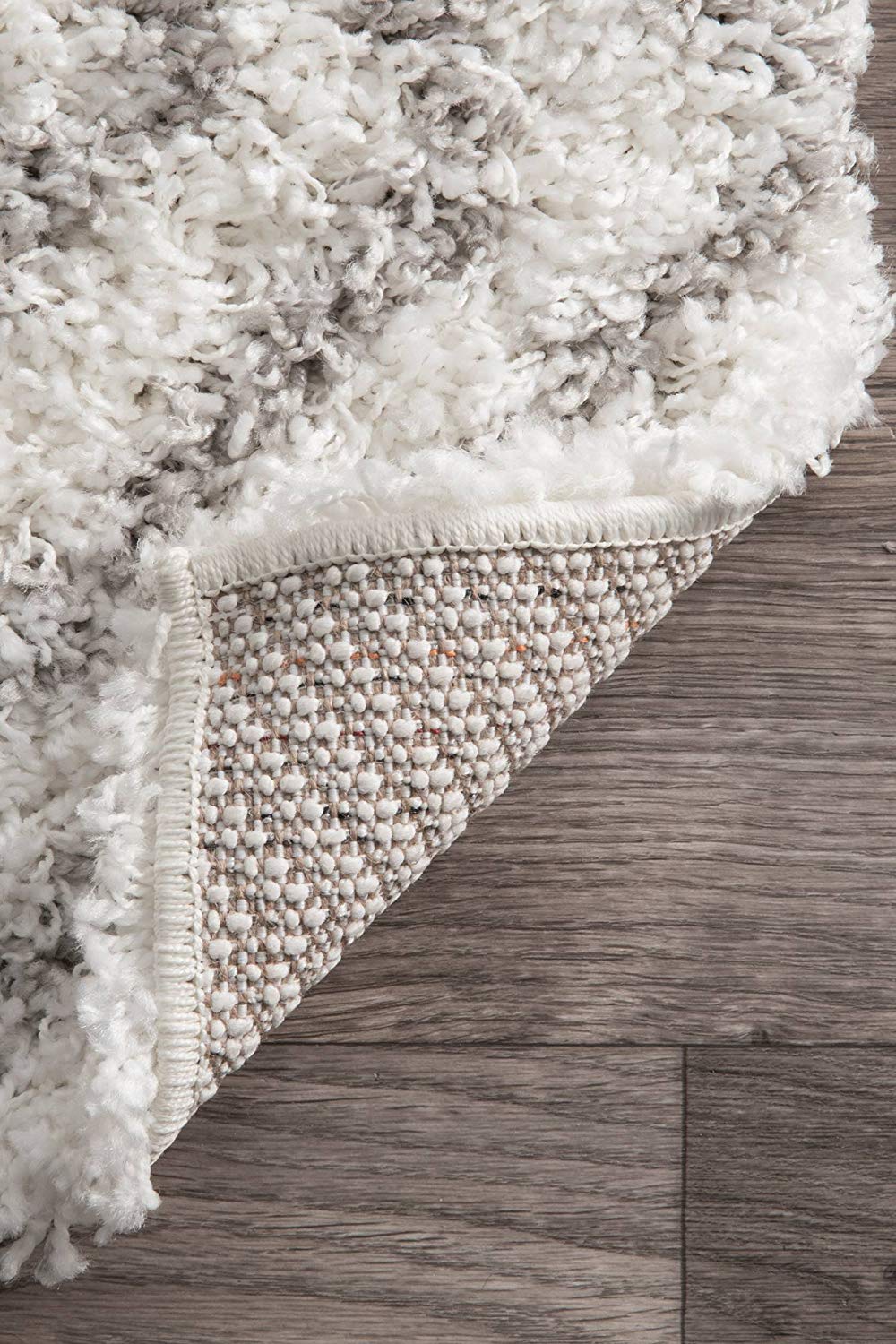 Premium White Grey Trellis Soft Plush Shag Area Rug