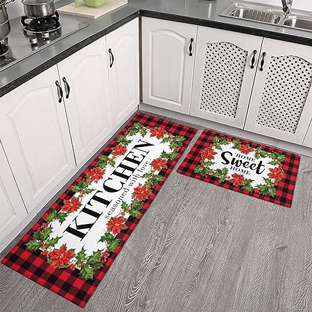 Non Skid Washable Black Santa Claus Christmas Rugs and Mats