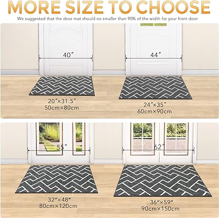 Washable Absorbent Resist Dirt Rubber Backing Non Slip Door Mats, 20"x31.5"(Aqua Haze)