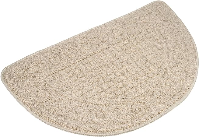 Half Round Non-Slip Floor Rug Mat Keeps Your Floors Clean Decorative Design (Large, Blue)