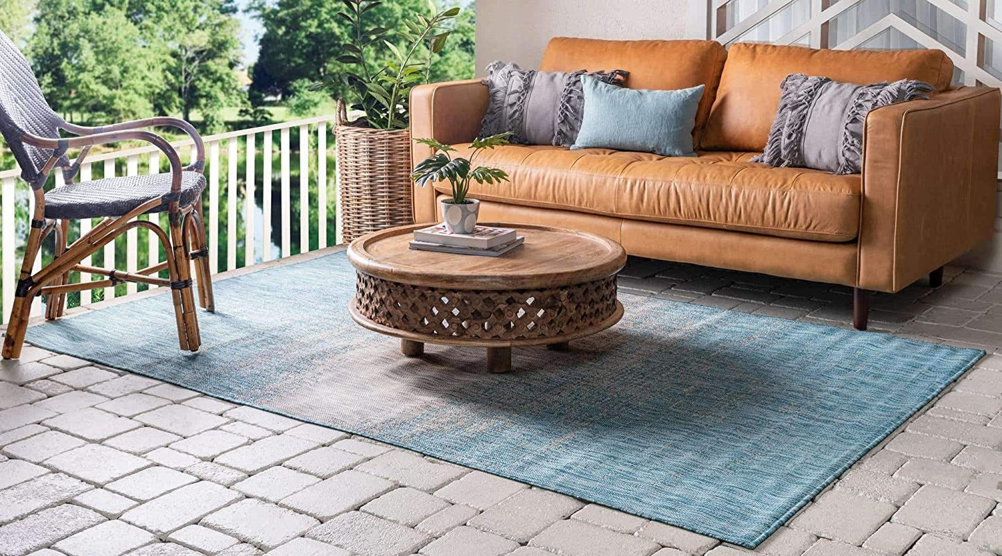 Outdoor Modern Collection Distressed Gradient Transitional Light Aqua