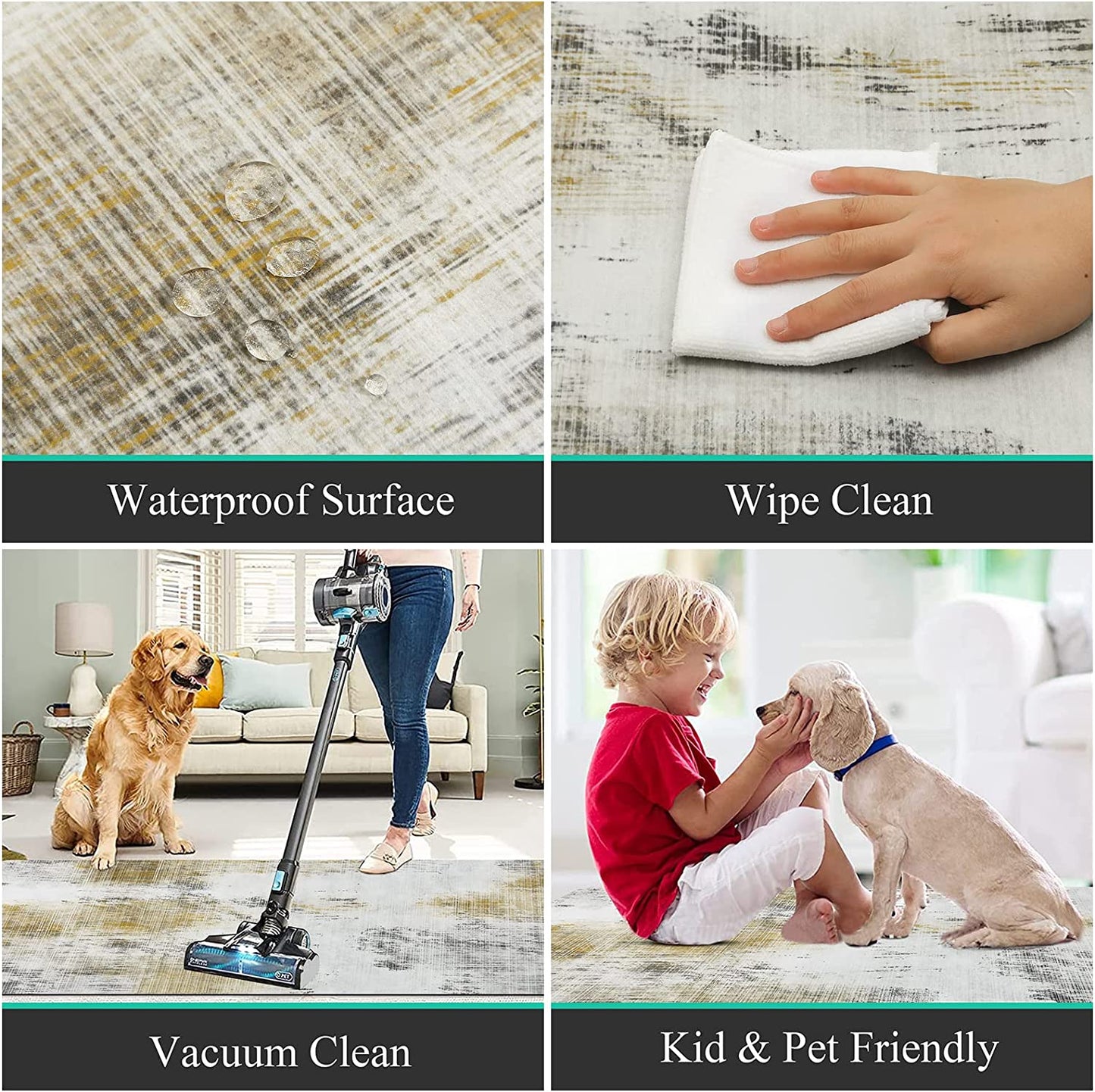 Sets 3 Farmhouse Non Skid Washable Cushioned Area Waterproof Rug