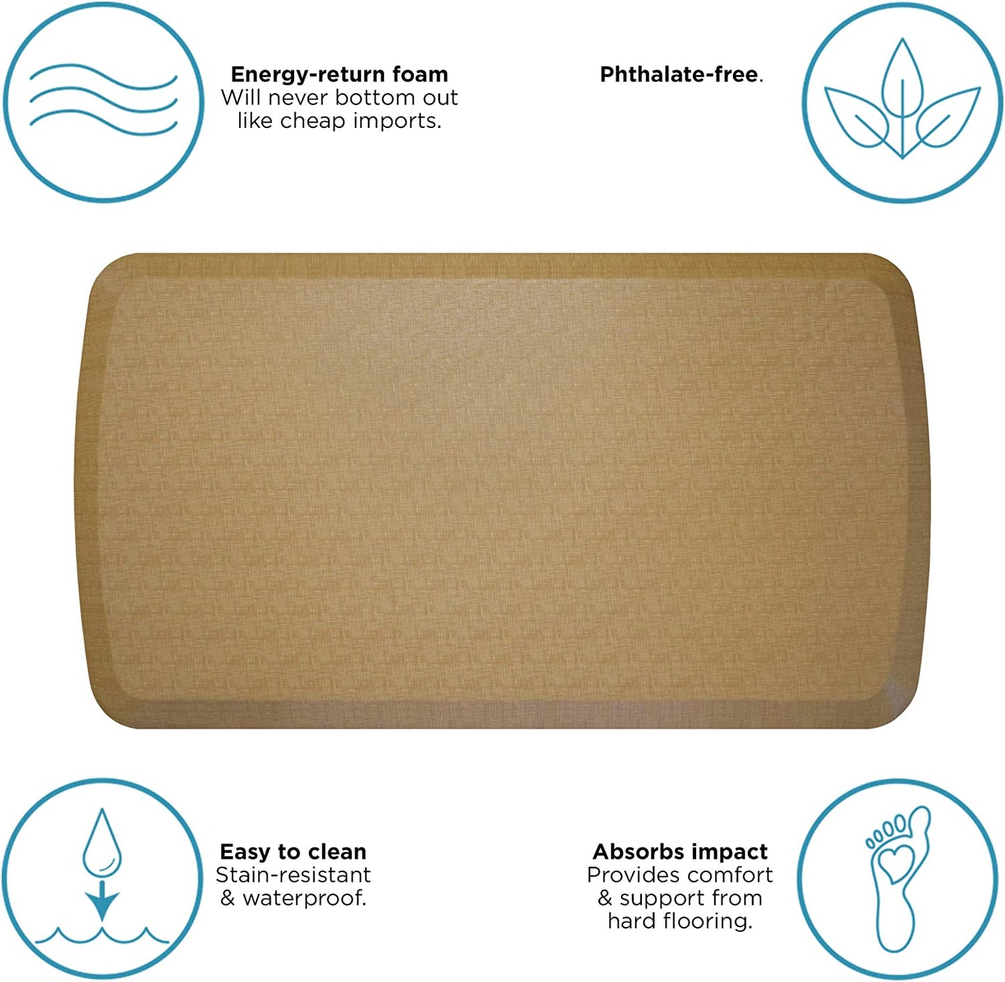 Linen Truffle Elite Premier Gel & Foam Anti-Fatigue Kitchen Floor Comfort Mat, 20" x 36"