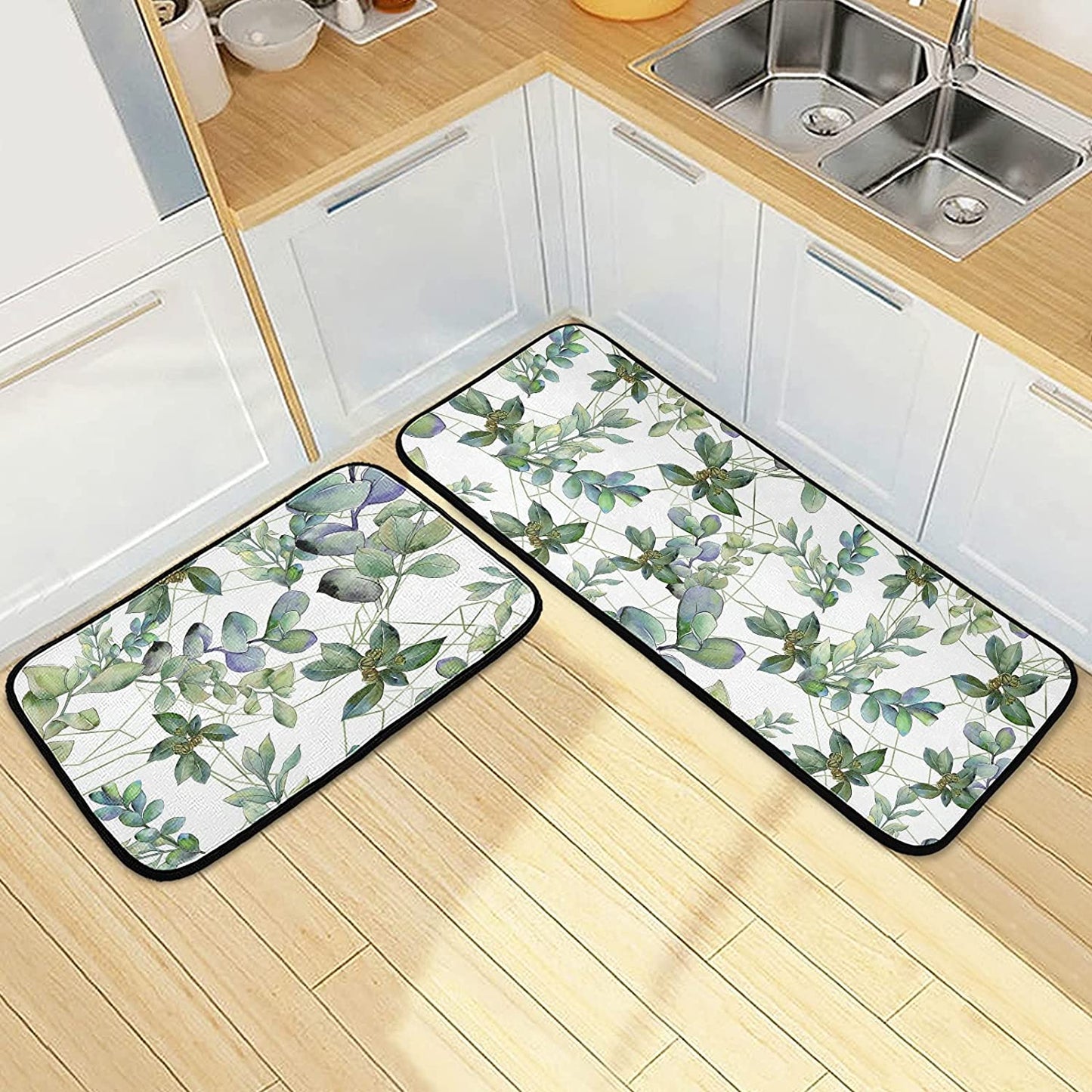 2 Pieces Honeycomb Beehive Wasp Bumblebee Anti Fatigue Kitchen Rug Set - 20"x28"+20"x47" 20"x28"+20"x47"