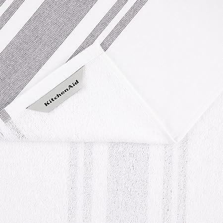 Stripe Gingham Dual Purpose Kitchen Towel 3-Pack Set, Blue Velvet, 16"x28"