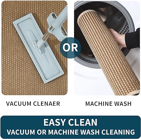 Sets of 2 Absorbent Non Skid Washable Kitchen Rugs and Mats, 17" x 30" + 17" x 59"