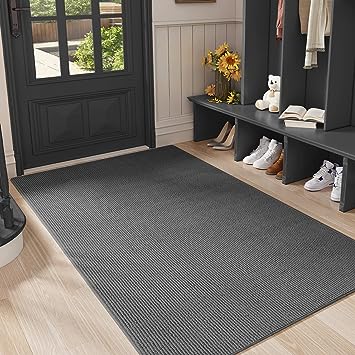 Non-Slip, Dirt Trapper Welcome Mat, Absorbent Doormat, Low-Profile, Washable-20 x32 Entry Rugs for Inside House, Black