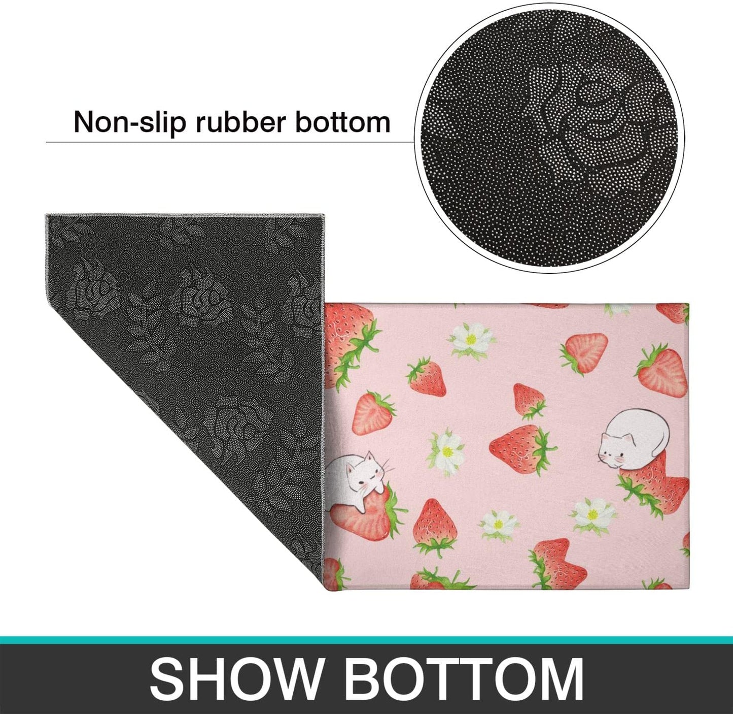 Strawberry Cat Kitchen Mats Set 2 Piece