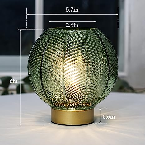 Battery Operated Table Lamp with Timer, for Corner Bedroom-Green