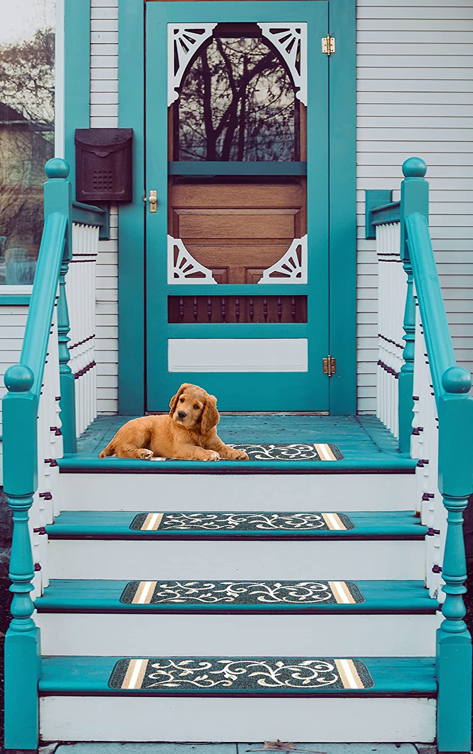 Non Slip Rubber Back  Kitchen Rug Anti Slip Stair Treads (Red, Runner (20" x 59"))