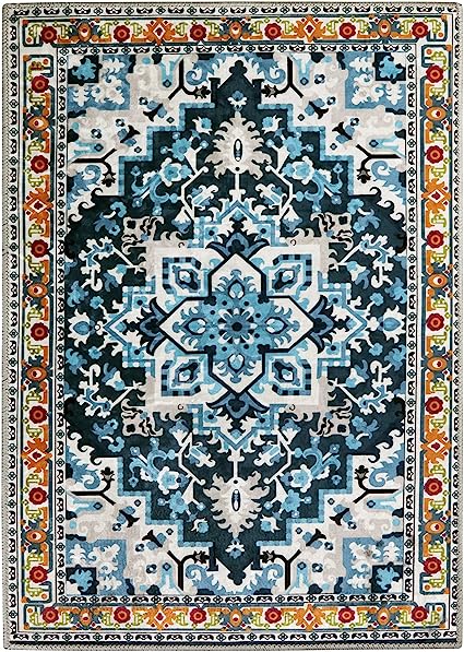 Non-Slip Distressed Vintage Persian Oriental, Small Accent Throw Low Pile Traditional Area Rug - 2' X 3'