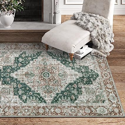 Non-Slip Distressed Vintage Persian Oriental, Small Accent Throw Low Pile Traditional Area Rug - 2' X 3'