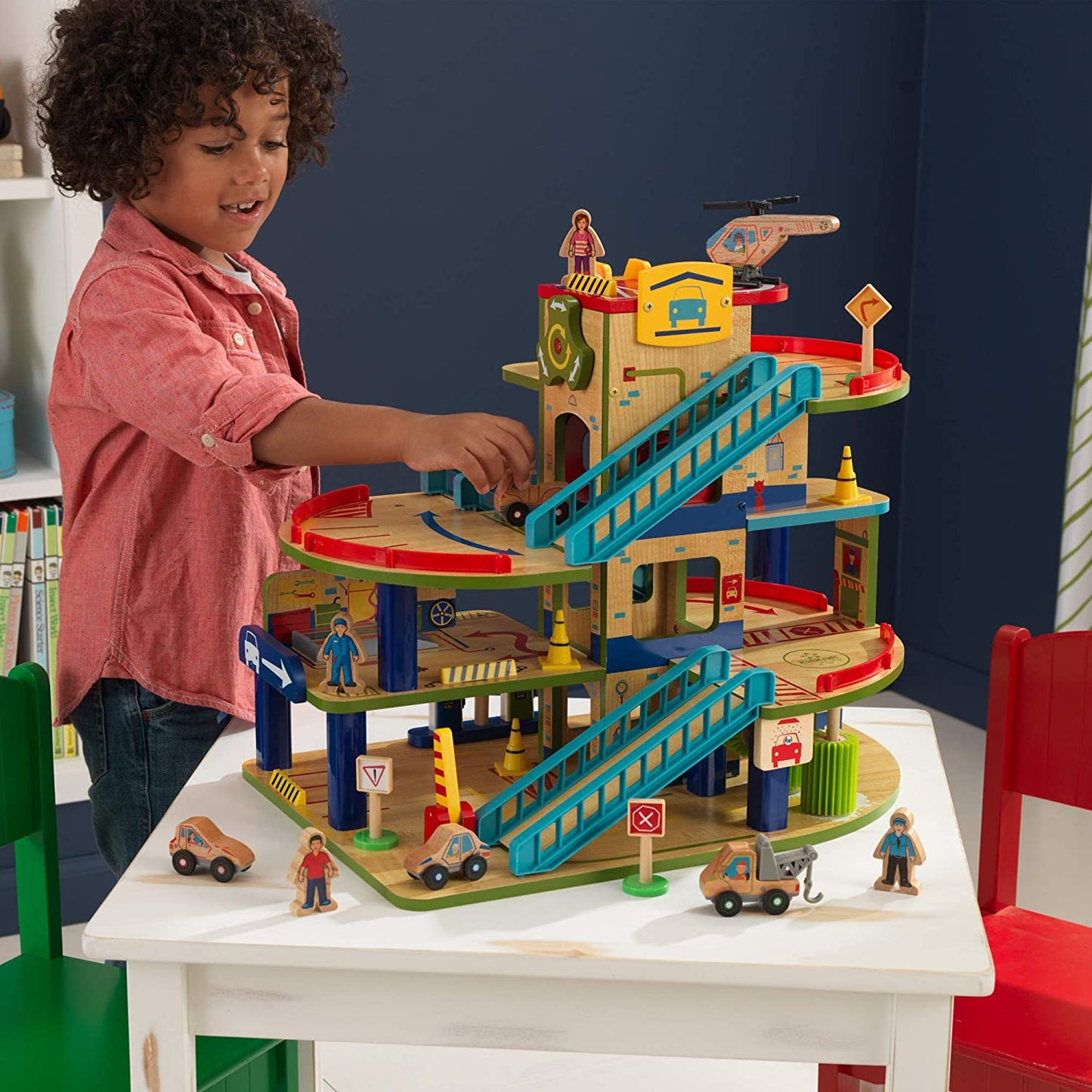 Wash N Go Wooden Car Garage Playset, Multi