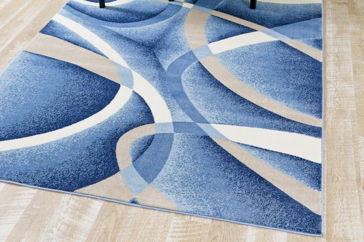 Abstract Swirls Blue Soft Area Rugs