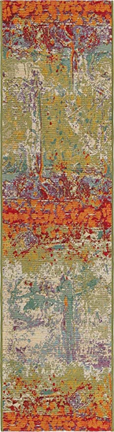 Outdoor Modern Collection Rustic Colorful Abstract Transitional Flatweave Multi Area Rug