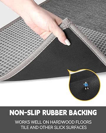 Non-Skid Kitchen Rugs Washable, Absorbent Runner Mat for Floor, Machine Washable Standing Mats for in Front of Sink, Door, Laundry, Entrance, Home (Black, 32"×17")