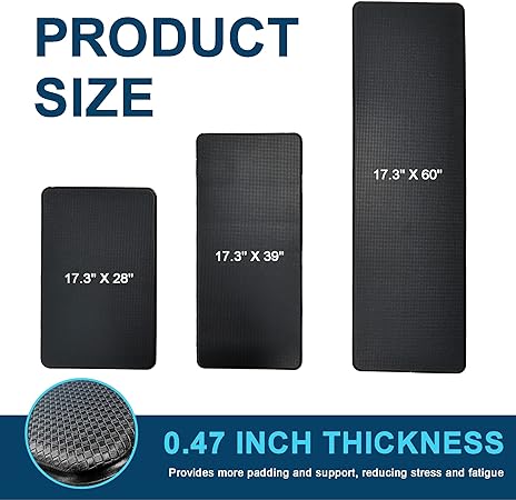 Anti Fatigue Cushioned Non Slip Standing Mats for Home Kitchen Sink Office Standing Desk Standup Desk Riser Laundry (Black, 17.3" x28"+17.3" x28"-0.47")