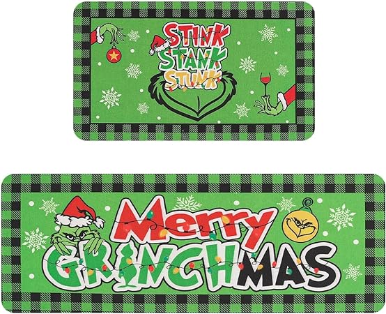 Green Monster Non Slip Christmas Kitchen Decoration, Set of 2