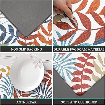 Anti Fatigue Kitchen Mats for Floor 2 Piece Set,