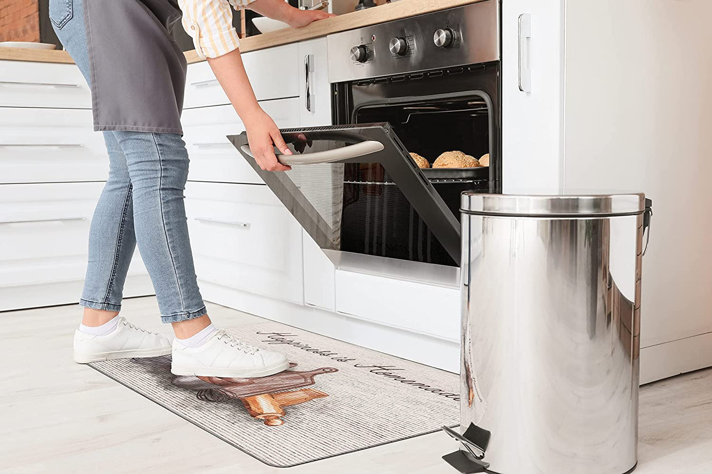 Homemade Anti Fatigue Non Slip Stain Resistant Waterproof Standing Mat for Kitchen 18" x 30" Ivory