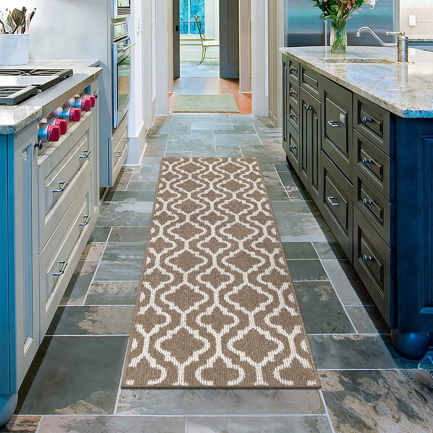 Washable Modern Kitchen Mat, Non Slip Entryway Rug, Entrance, Hallway, Bedroom, Kitchen and Laundry Room