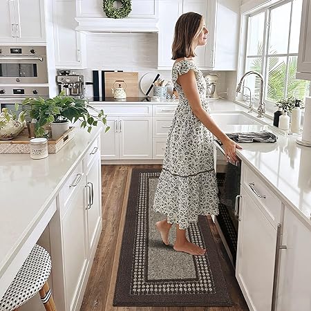 Machine Washable, Non Slip Absorbent Dirt-Resistant Durable Kitchen Runner Rug, 19.5"x31", Grey